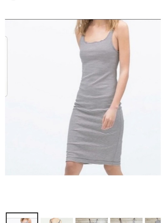 Zara Dresses & Skirts - Zara Light Gray Ribbed Bodycon Midi Dress